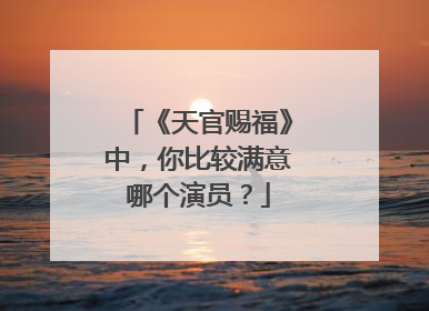 《天官赐福》中，你比较满意哪个演员？