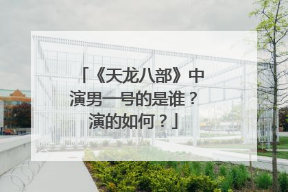 《天龙八部》中演男一号的是谁?演的如何?