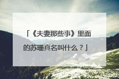 《夫妻那些事》里面的苏珊真名叫什么?