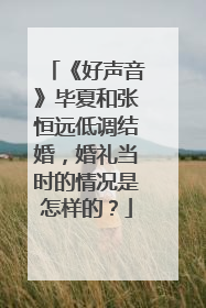 《好声音》毕夏和张恒远低调结婚，婚礼当时的情况是怎样的？