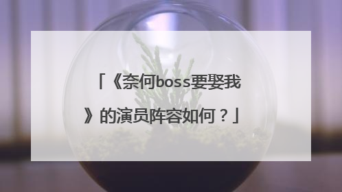 《奈何boss要娶我》的演员阵容如何?