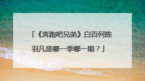 《奔跑吧兄弟》白百何陈羽凡是哪一季哪一期?