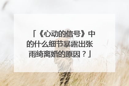 《心动的信号》中的什么细节暴露出张雨绮离婚的原因?