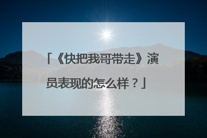 《快把我哥带走》演员表现的怎么样?