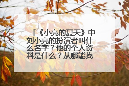 《小亮的夏天》中刘小亮的扮演者叫什么名字？他的个人资料是什么？从哪能找到他的个人照片？