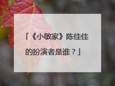《小敏家》陈佳佳的扮演者是谁？