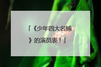 《少年四大名捕》的演员表!