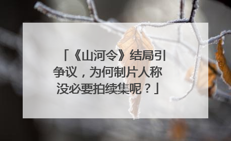 《山河令》结局引争议，为何制片人称没必要拍续集呢？