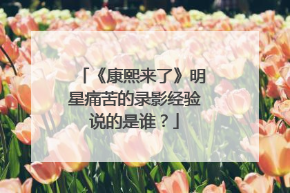 《康熙来了》明星痛苦的录影经验说的是谁？