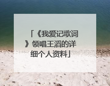 《我爱记歌词》领唱王滔的详细个人资料