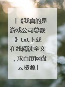 《我真的是游戏公司总裁》txt下载在线阅读全文,求百度网盘云资源