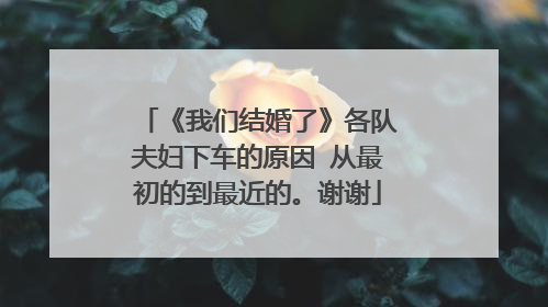 《我们结婚了》各队夫妇下车的原因 从最初的到最近的。谢谢
