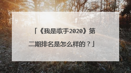 《我是歌手2020》第二期排名是怎么样的？