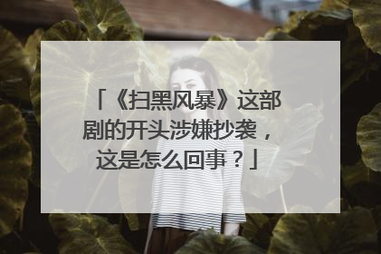 《扫黑风暴》这部剧的开头涉嫌抄袭,这是怎么回事?