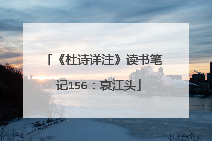《杜诗详注》读书笔记156：哀江头
