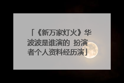《新万家灯火》华波波是谁演的 扮演者个人资料经历演