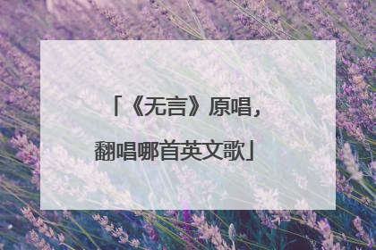 《无言》原唱,翻唱哪首英文歌