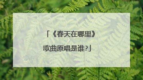 《春天在哪里》歌曲原唱是谁?