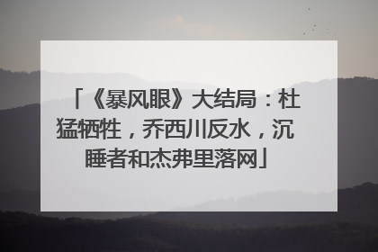 《暴风眼》大结局：杜猛牺牲，乔西川反水，沉睡者和杰弗里落网