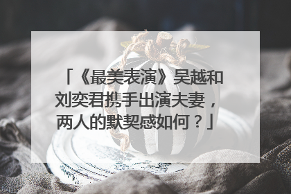 《最美表演》吴越和刘奕君携手出演夫妻,两人的默契感如何?