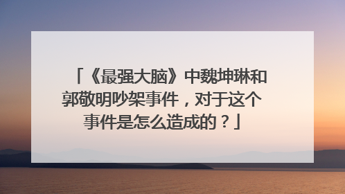 《最强大脑》中魏坤琳和郭敬明吵架事件，对于这个事件是怎么造成的？