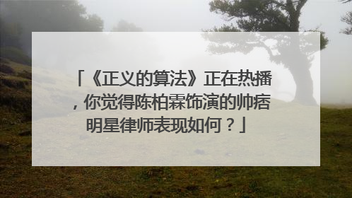 《正义的算法》正在热播，你觉得陈柏霖饰演的帅痞明星律师表现如何？