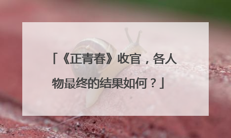 《正青春》收官,各人物最终的结果如何?