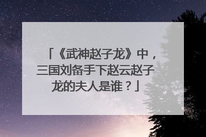 《武神赵子龙》中,三国刘备手下赵云赵子龙的夫人是谁?