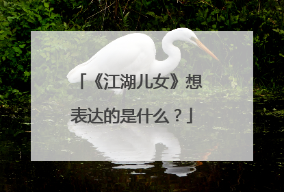 《江湖儿女》想表达的是什么？