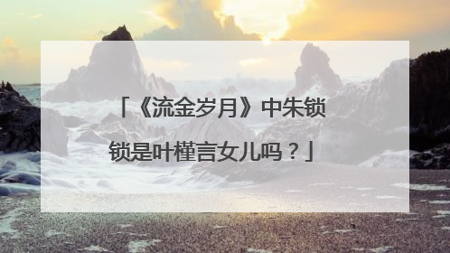 《流金岁月》中朱锁锁是叶槿言女儿吗?