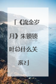 《流金岁月》朱锁锁叶总什么关系?