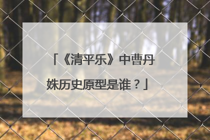 《清平乐》中曹丹姝历史原型是谁?