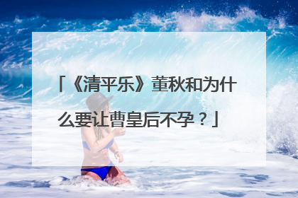 《清平乐》董秋和为什么要让曹皇后不孕?