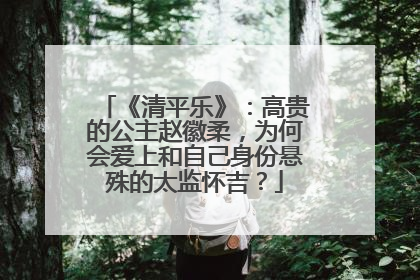 《清平乐》：高贵的公主赵徽柔，为何会爱上和自己身份悬殊的太监怀吉？