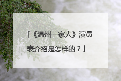 《温州一家人》演员表介绍是怎样的?