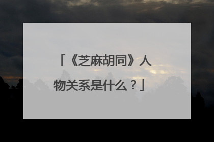 《芝麻胡同》人物关系是什么?
