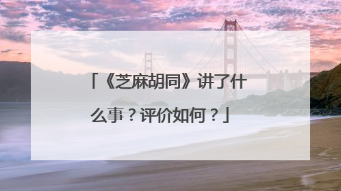 《芝麻胡同》讲了什么事?评价如何?