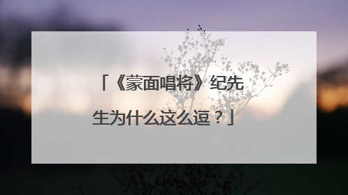 《蒙面唱将》纪先生为什么这么逗?