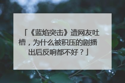 《蓝焰突击》遭网友吐槽，为什么被积压的剧播出后反响都不好？