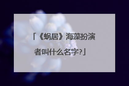《蜗居》海藻扮演者叫什么名字?