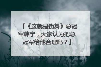 《这就是街舞》总冠军韩宇，大家认为把总冠军给他合理吗？