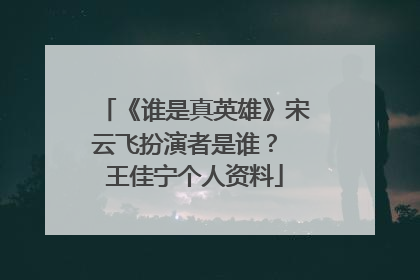 《谁是真英雄》宋云飞扮演者是谁？ 王佳宁个人资料