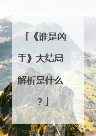 《谁是凶手》大结局解析是什么?