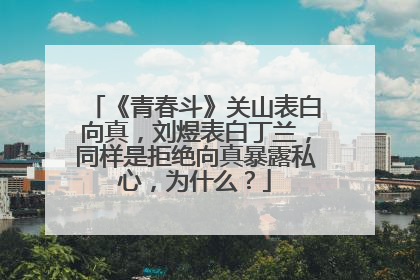 《青春斗》关山表白向真，刘煜表白丁兰，同样是拒绝向真暴露私心，为什么？