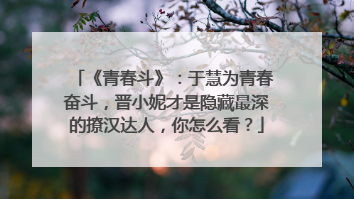 《青春斗》:于慧为青春奋斗,晋小妮才是隐藏最深的撩汉达人,你怎么看?