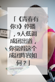 《青春有你3》停播，9人低调成团出道，你觉得这个成团阵容如何？