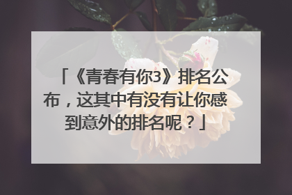《青春有你3》排名公布,这其中有没有让你感到意外的排名呢?