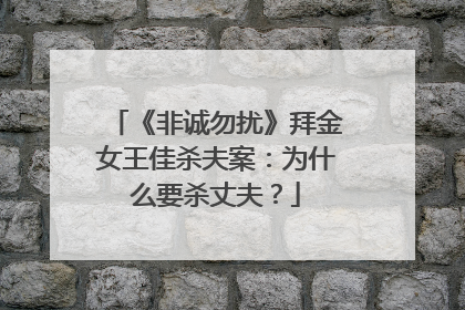 《非诚勿扰》拜金女王佳杀夫案:为什么要杀丈夫?