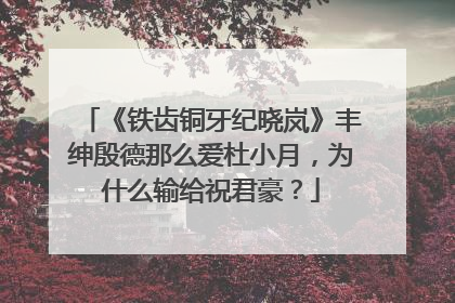 《铁齿铜牙纪晓岚》丰绅殷德那么爱杜小月,为什么输给祝君豪?