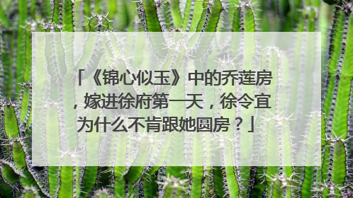 《锦心似玉》中的乔莲房，嫁进徐府第一天，徐令宜为什么不肯跟她圆房？